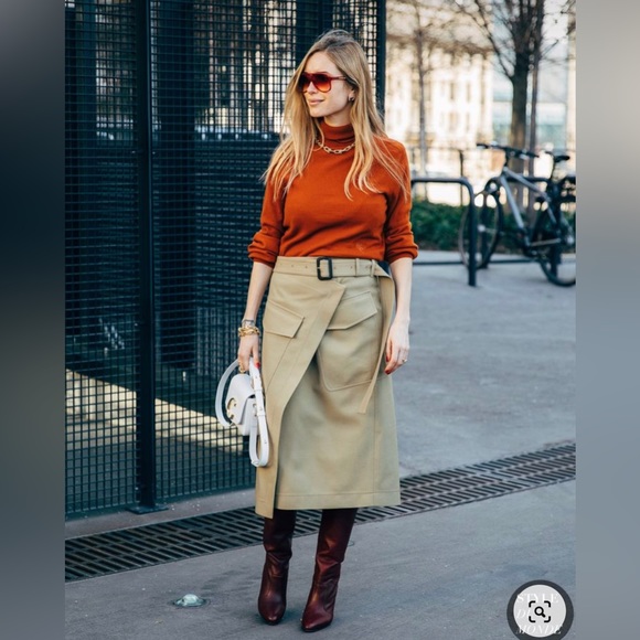 Zara NWT Orange Knit Bubble Sleeve Turtleneck Sweater - Picture 3 of 3